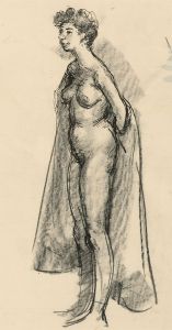 Peter Collins ARCA - c.1970s Charcoal Drawing, Figure Undressing