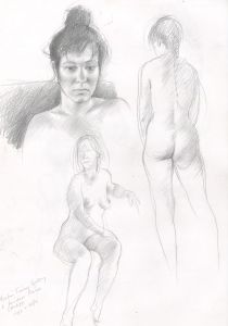 Contemporary Graphite Drawing - Studies of a Female Nude