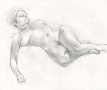 Contemporary Graphite Drawing - Female Nude