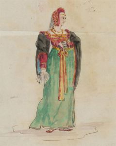 19th Century Watercolour - Portrait of a Courtly Lady