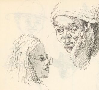 Robert Shuck - Three Contemporary Pen and Ink Drawings, Portrait Studies