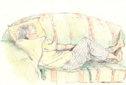 Robert Shuck - Contemporary Coloured Pencil, Woman Sleeping in an Interior