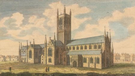 1776 Engraving - The North West Prospect of Worcester Cathedral