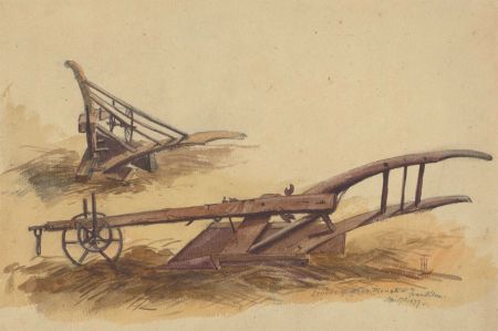 1877 Watercolour - Studies of Wood Plough, Frankton