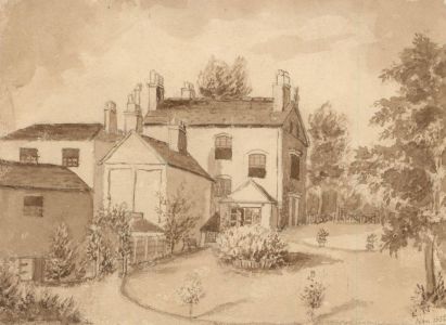 E.N - Signed Sepia 1856 Watercolour, Cottage in a Landscape
