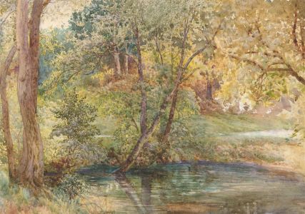 Fine English School Late 19th Century Watercolour - Autumn Woodland Landscape