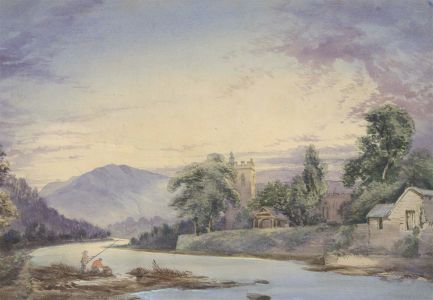 W. Elsworth ARBA - 19th Century Watercolour, River Landscape with Anglers