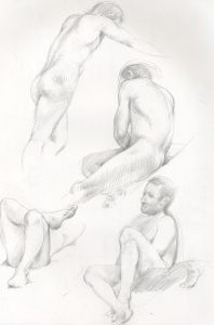 Sketchbook with Contemporary Nude Studies in Graphite
