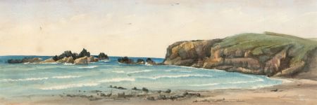 Mary Hobhouse - 1892 Watercolour, Cornish Coastal View