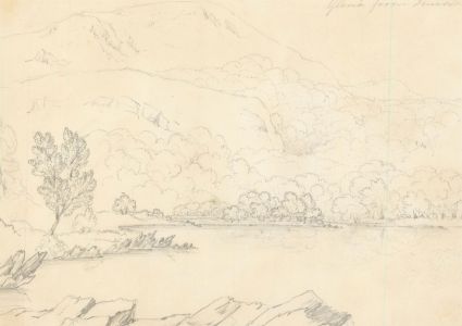 M.E. Bladeen - Mid 19th Century Graphite Drawing, Highland Loch Landscape