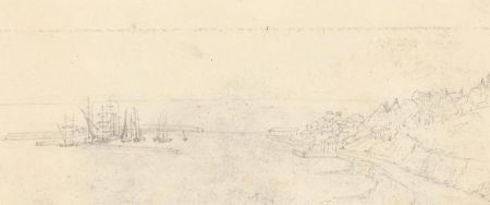 M.E. Bladeen - Mid 19th Century Graphite Drawing, Lyme Regis Harbour