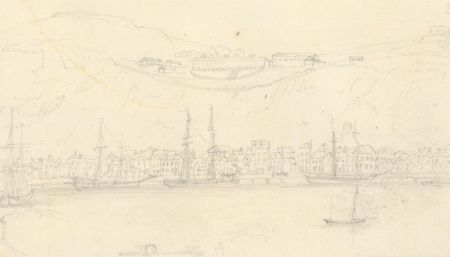 M.E. Bladeen - 1839 Graphite Drawing, View of Dover