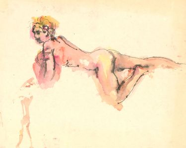 Peter Collins ARCA - c.1970s Watercolour, Reclined Model