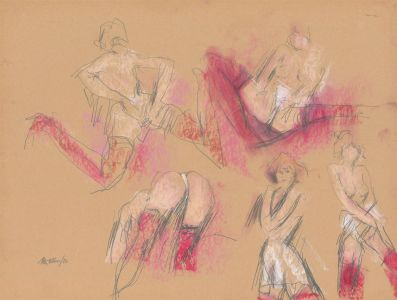 Peter Collins ARCA - Signed 1980 Pastel, Erotic Nude Studies
