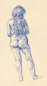 Peter Collins ARCA - c.1970s Pen and Ink Drawing, Nude, Depicted from Behind