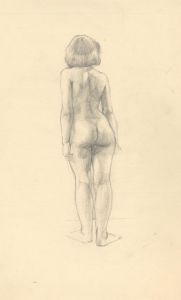Peter Collins ARCA - c.1970s Graphite Drawing, Standing Female Nude, From Behind