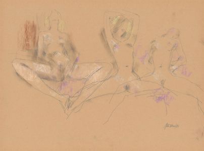 Peter Collins ARCA - Signed 1980 Graphite Drawing, Female Nude Sketches