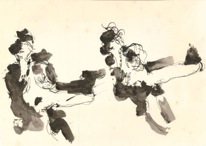 Peter Collins ARCA - c.1970s India Ink, Nude Costume Studies