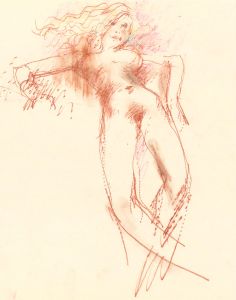 Peter Collins ARCA - c.1970s Crayon, Nude Female Study