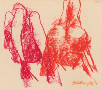 Peter Collins ARCA - Signed 1979 Crayon, Nudes in Purple and Orange