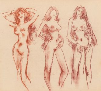 Peter Collins ARCA - c.1970s Crayon, Study of Standing Nudes