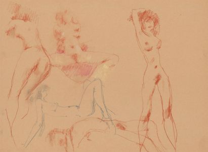 Peter Collins ARCA - c.1970s Crayon, Figure Studies