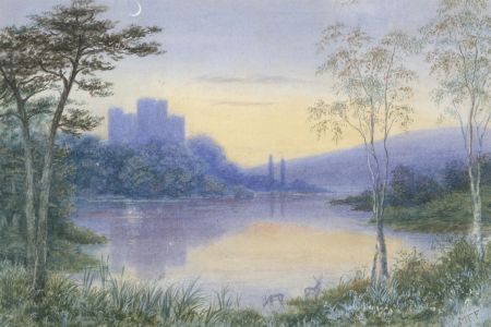 M.F.F - Late 19th Century Watercolour, Moonlight Over a Lake
