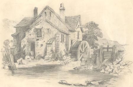 A.M.F. - 1895 Graphite Drawing, The Watermill