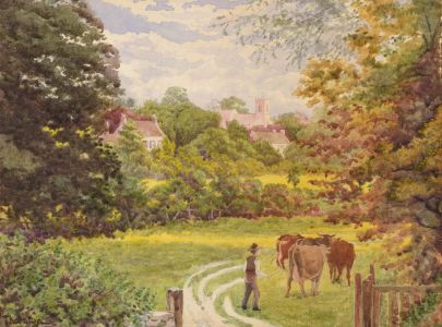 J. Thornton - Signed 1883 Watercolour, Rural Scene