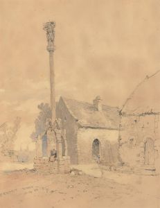John Skinner Prout (1806-1876) - 1856 Watercolour, Rural French Church