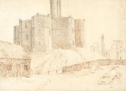 1818 Pen and Ink Drawing - Warkworth Castle