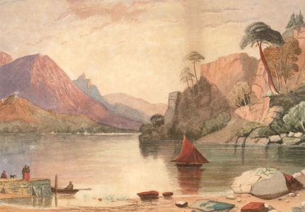 Continental School 19th Century Watercolour - Coastal Landscape with Mountains