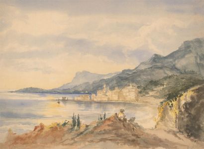 Margaret (Daisy) George - Mid 19th Century Watercolour, Menton Coastal Landscape