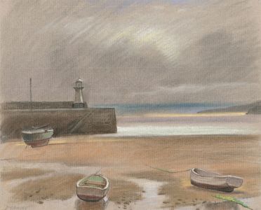 Fred Dymond - Mid 20th Century Pastel, Boats at Low Tide, Cornwall
