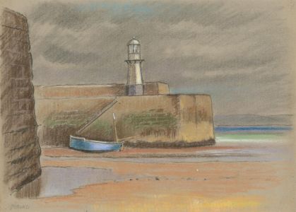 Fred Dymond - Mid 20th Century Pastel, Harbour at Low Tide, Cornwall