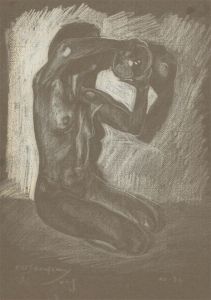 R.T. - 1934 Chalk Drawing, Kneeling Nude