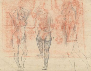 Mid 20th Century Graphite Drawing - Three Nude Studies