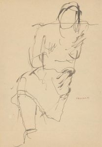 Chausse - Mid 20th Century Pen and Ink Drawing, Expressive Nude Study
