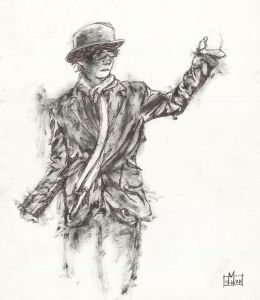 M. Swan - 20th Century Pen and Ink Drawing, Portrait of a Young Man