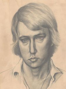 Mid 20th Century Graphite Drawing - Portrait of a Young Man