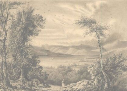 Louise Lewis - Fine English School 1832 Graphite Drawing, Lake Windermere