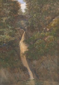 Thomas Campbell-Bennett (1858-1948) - Gouache, Waterfall at Ullswater