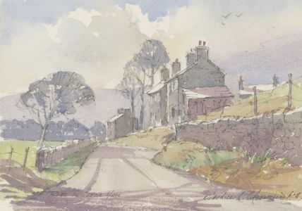 Maurice A. Greenwood RCA, ARCA (b. 1930) - Pen & Ink Drawing, Rural Street Scene