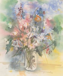 Maurice A. Greenwood RCA, ARCA (b. 1930) - 1987 India Ink, Floral Still Life