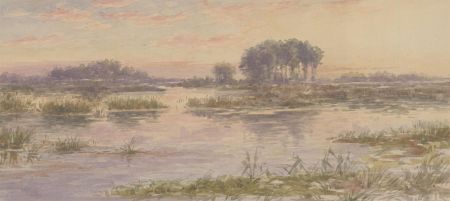 David Charles Read (1790-1851) - 19th Century Watercolour, Floodland Landscape
