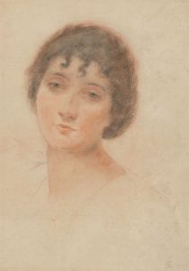 L. S - Very Fine Monogrammed 1887 Pastel, Portrait of a Pre-Raphaelite Beauty