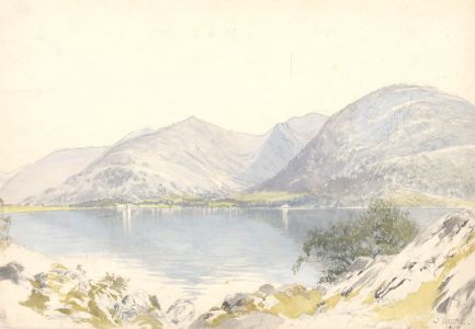 J. Mathui - Two c. 1898 Watercolours, Lake Landscapes