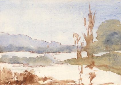 Dick Rishworth - Signed 1975 India Ink, River Landscape