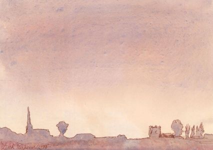 Dick Rishworth - Signed 1975 India Ink, Landscape at West Buckland