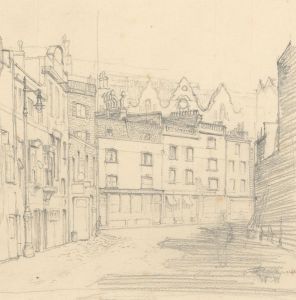F.L Wilder - c. 1941 Graphite Drawing, French Street Scene